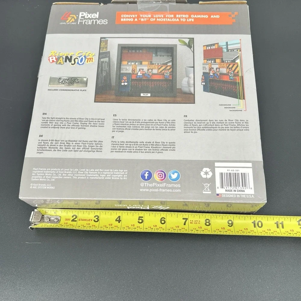 Pixel Frame River City Ransom: Rivals at Work 9x9 Shadow Box Art New In Box